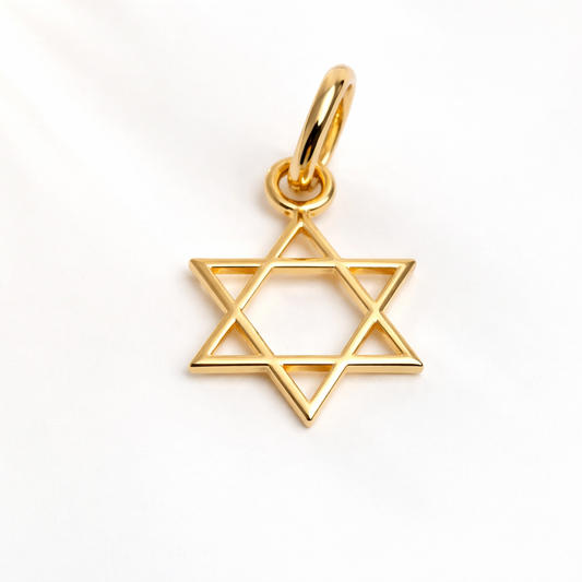 Petit pendentif Étoile de David en or jaune massif 18 carats 750/1000 (18K) – Symbole religieux judaïsme