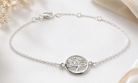 Bracelet arbre de vie en argent massif 925/1000 – Bracelet réglable motif arbre de vie