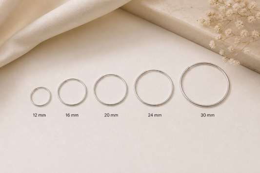Créoles fines en argent massif 925/1000 1,25 mm – Boucles d’oreilles créoles lisses argent