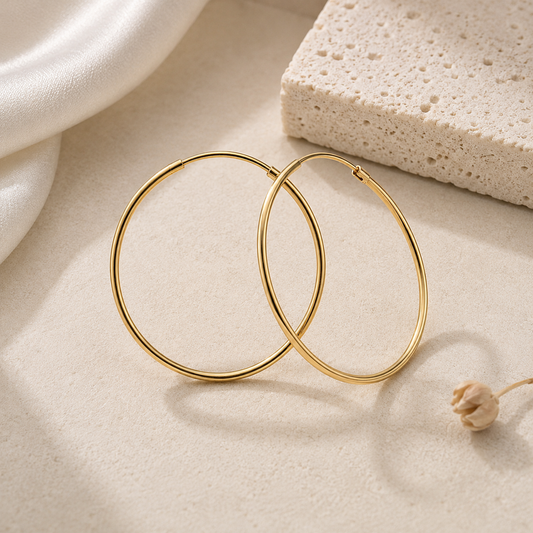Créoles rondes en Plaqué Or Européen – Boucles d'oreilles créoles fil 2 mm