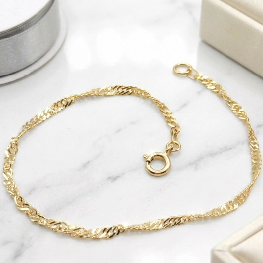 Bracelet maille Singapour en plaqué or européen – Maille torsadée