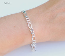 Charger l'image dans la galerie, Bracelet/Gourmette en argent massif 925/1000 - Maille figaro