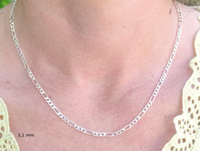 Charger l'image dans la galerie, Chaine en argent massif 925/1000 maille figaro 3,1 mm