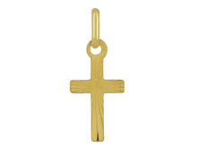 Load image into Gallery viewer, 18K solid yellow gold 750/1000 18K chiseled flat cross pendant