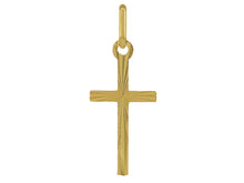 Load image into Gallery viewer, 18K solid yellow gold 750/1000 18K chiseled flat cross pendant