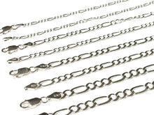 Charger l'image dans la galerie, Chaine en argent massif 925/1000 maille figaro 2,2 mm