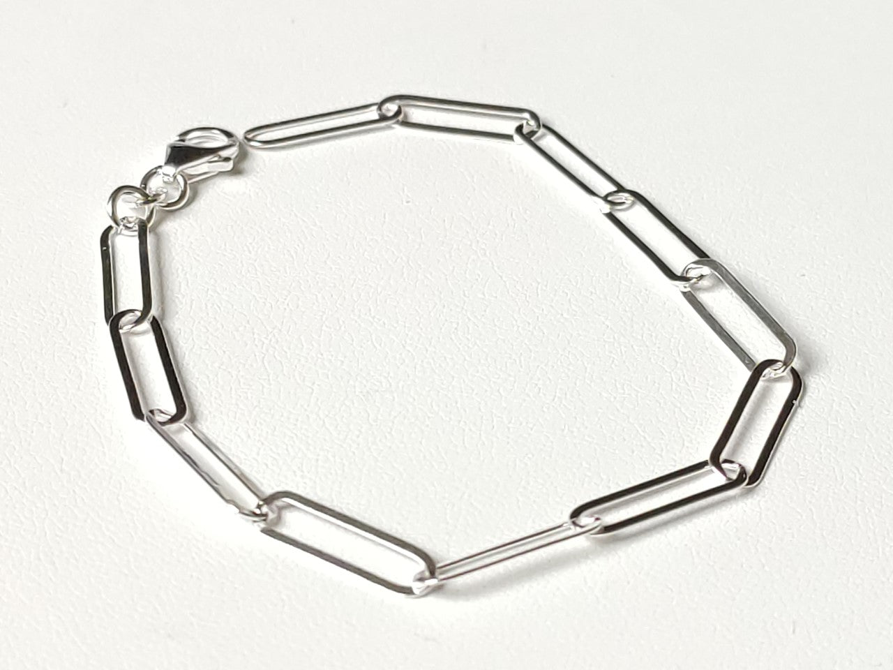Ancien Bracelet Gourmette En Argent Massif 925 - Maillons Classiques, Style Jonc
