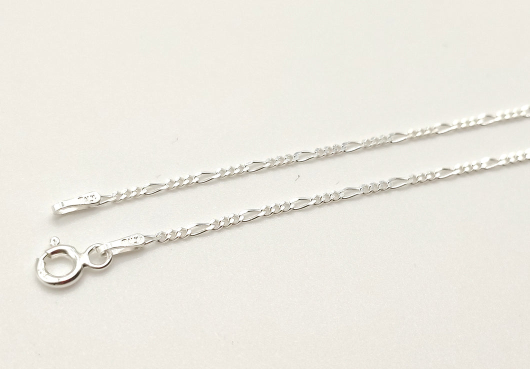 Fine chain in solid silver 925/1000 figaro mesh 1.3 mm