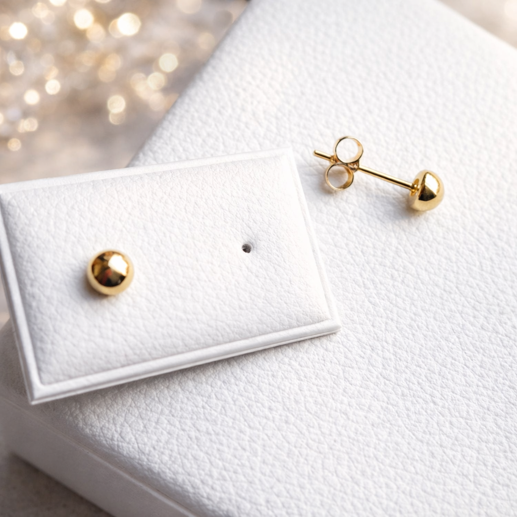 18 carat yellow gold 750/1000 half-ball stud earrings