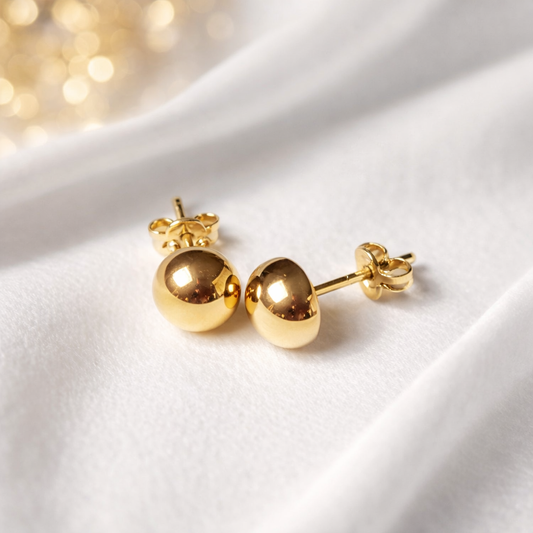 Boucles d’oreilles puces demi-boules en or jaune massif 18K (750/1000)