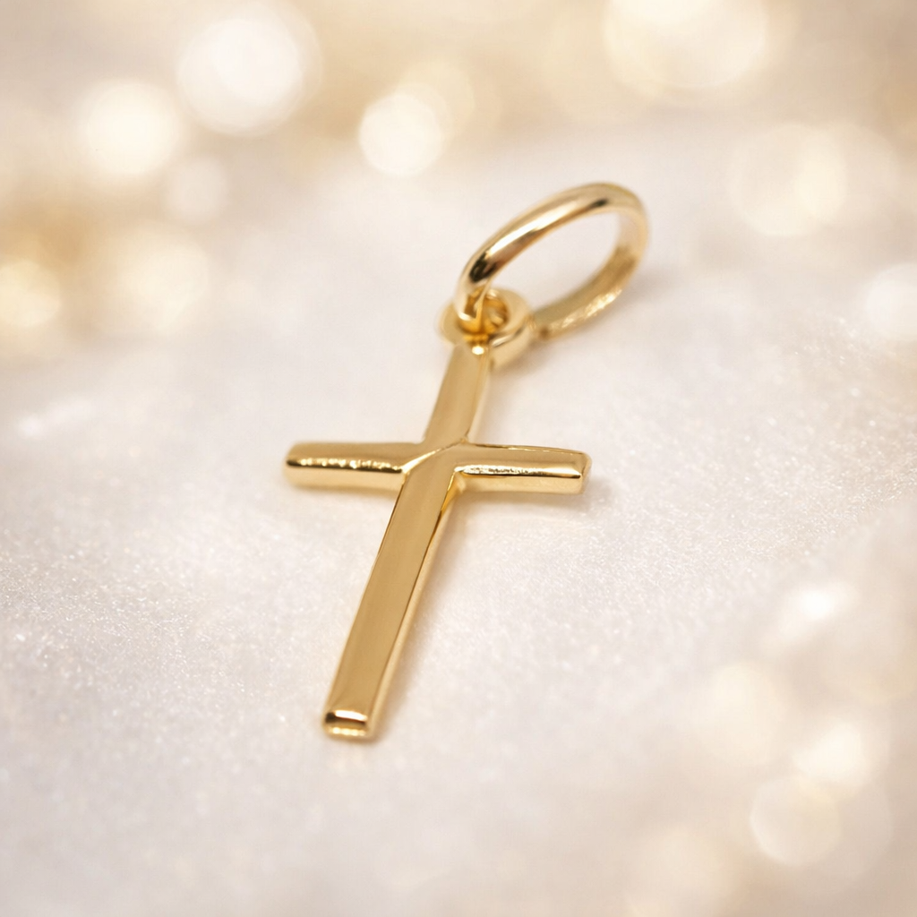 Solid 18K Yellow Gold Cross Pendant 750/1000 18K - with box and gift bag