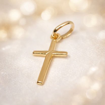 Solid 18K Yellow Gold Cross Pendant 750/1000 18K - with box and gift bag