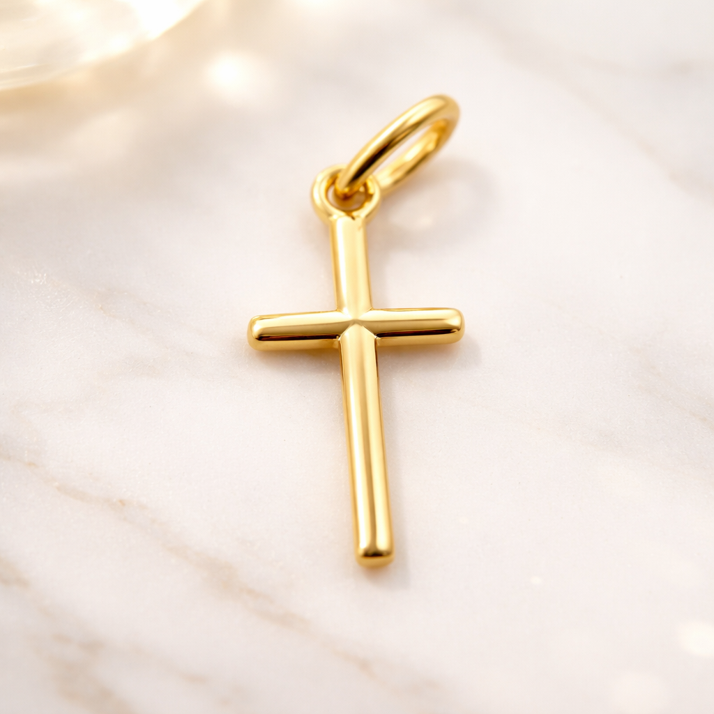 Solid 18K Yellow Gold Cross Pendant 750/1000 18K - with box and gift bag