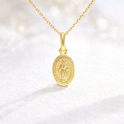 "Virgin Medal" pendant in solid 18-carat yellow gold 750/1000 18K