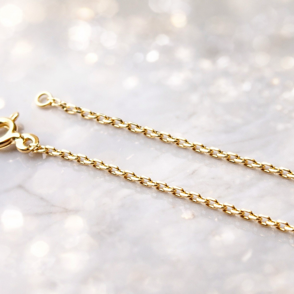 Gold plated chain with diamond-cut curb link - high quality European gold plated
