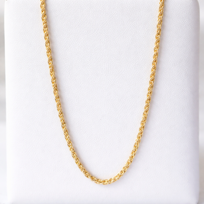 Chaîne corde en plaqué or européen 14K – Maille torsadée – Plaquage épais 3 microns