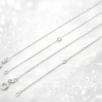 Chaîne maille forçat claire diamantée réglable en argent massif 925/1000 – Collier argent ajustable