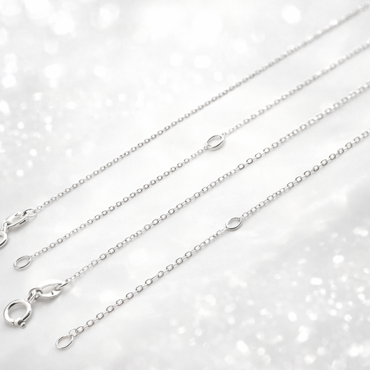 Chaîne maille forçat claire diamantée réglable en argent massif 925/1000 – Collier argent ajustable