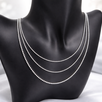 Chaîne maille boule en argent massif 925/1000 – Collier boules serrées argent 925