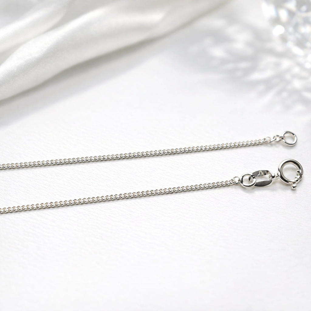 Solid silver chain 925/1000 diamond-cut curb link 1.5 mm