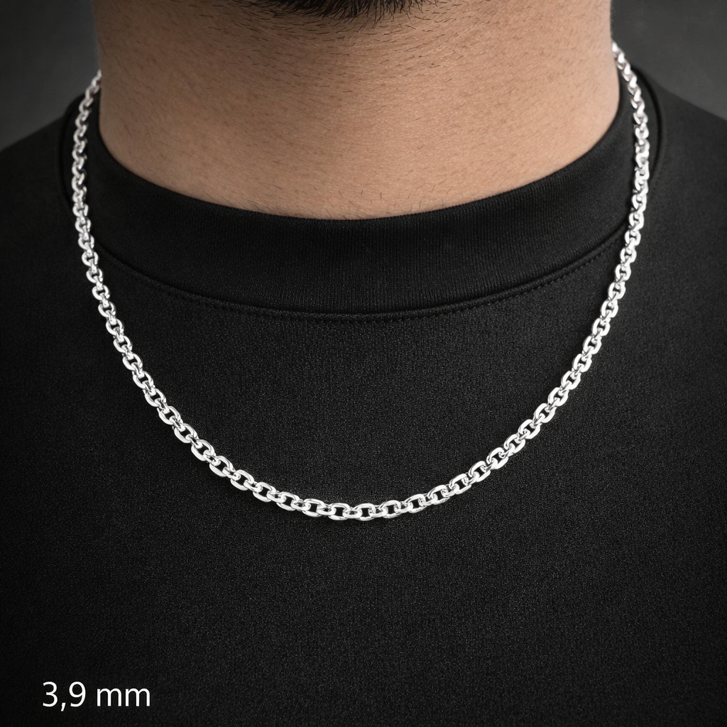 925/1000 solid silver chain, 3.9 mm curb link