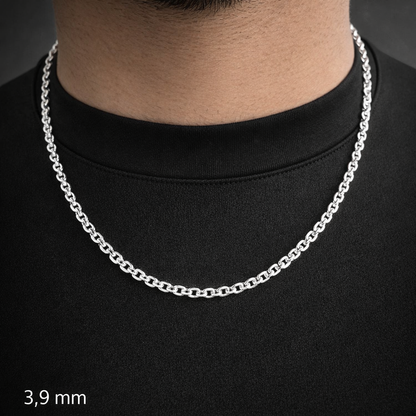 925/1000 solid silver chain, 3.9 mm curb link