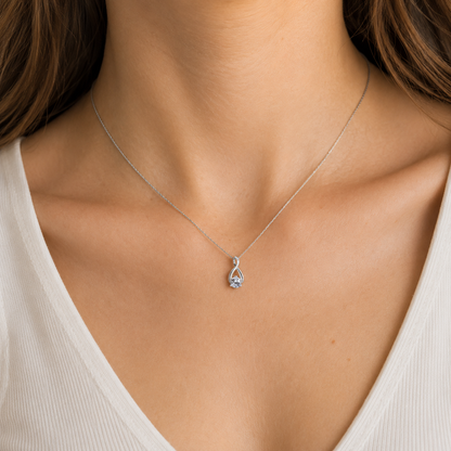 Pendentif Pierre Zirconium Blanche en Argent Massif 925/1000 – Style Solitaire Élégant