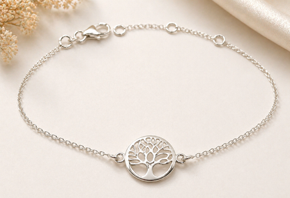 Bracelet arbre de vie en argent massif 925/1000 – Bracelet réglable motif arbre de vie
