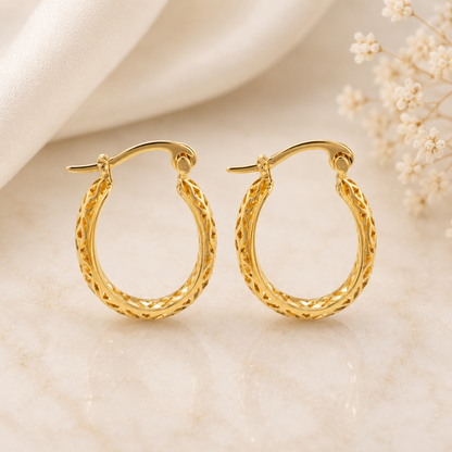 Créoles Savoyardes Ovales Filigranées en Plaqué Or Européen – Boucles d'Oreilles Traditionnelles