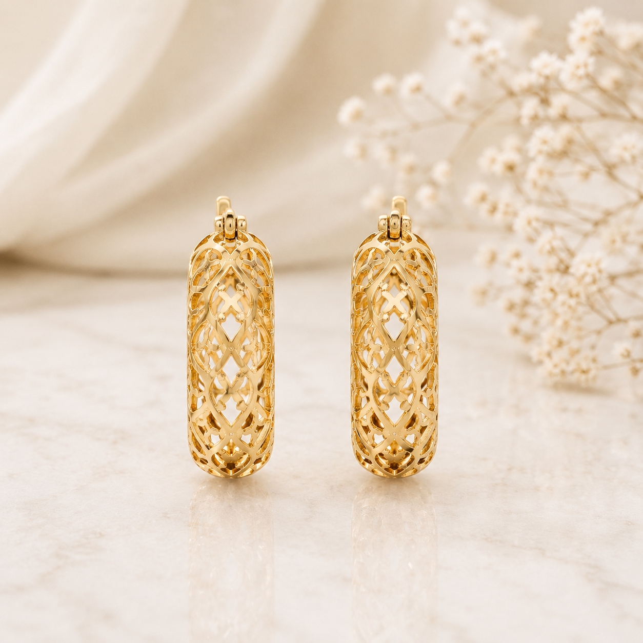 Créoles Savoyardes Ovales Filigranées en Plaqué Or Européen – Boucles d'Oreilles Traditionnelles
