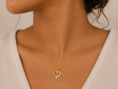 Pendentif cœur ajouré en Plaqué Or Européen et Oxydes de Zirconium