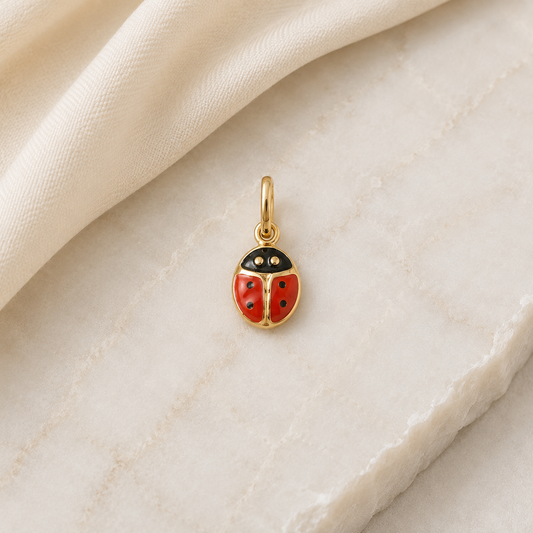 Pendentif Coccinelle Émaillée en Plaqué Or Européen