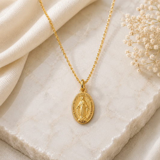 Médaille Vierge Miraculeuse en Plaqué Or Européen – Médaille Religieuse Catholique