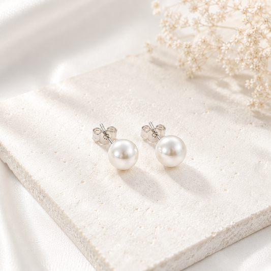 Boucles d'oreilles puces perles de culture d'eau douce en Plaqué Or Européen