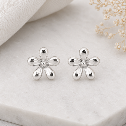 Boucles d'oreilles fleur en argent massif 925/1000