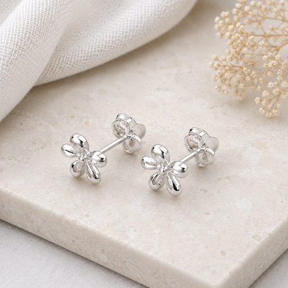 Boucles d'oreilles fleur en argent massif 925/1000