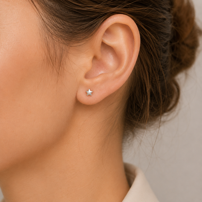 Boucles d'oreilles puces étoile en argent massif 925/1000