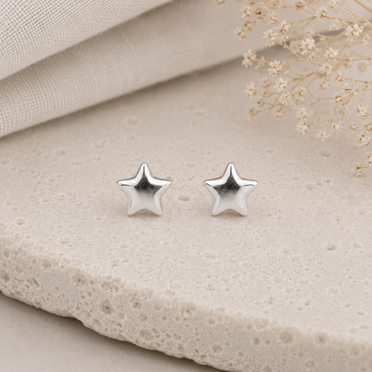 Boucles d'oreilles puces étoile en argent massif 925/1000
