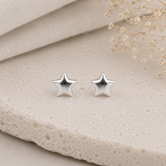 Boucles d'oreilles puces étoile en argent massif 925/1000