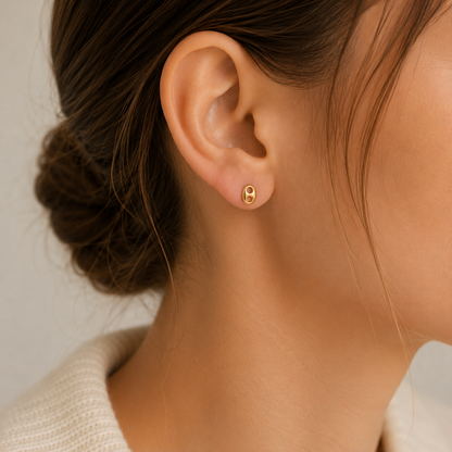 Boucles d'oreilles grain de café en or jaune massif 18 carats 750/1000