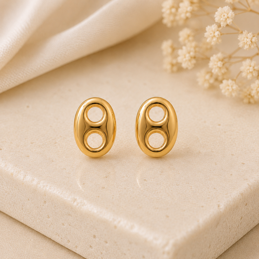 Boucles d'oreilles grain de café en or jaune massif 18 carats 750/1000