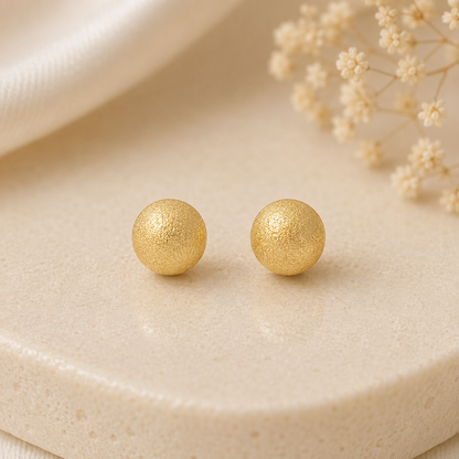 Boucles d'oreilles boule satinée en or jaune massif 18 carats 750/100