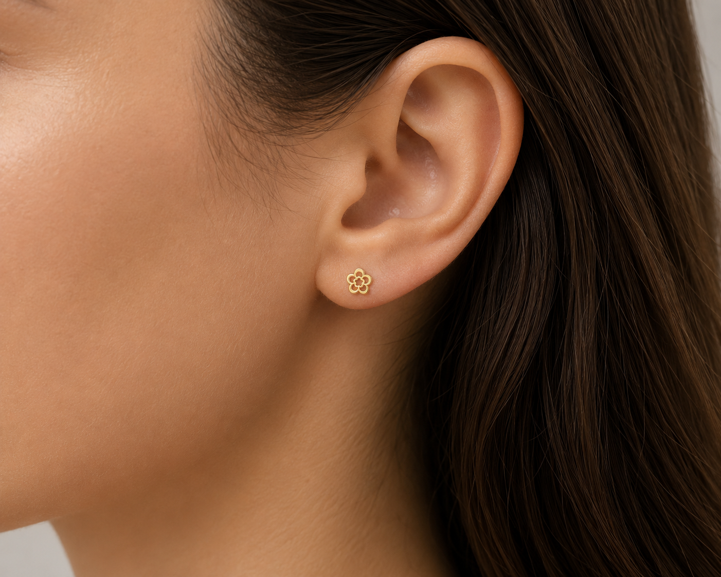 Boucles d'oreilles fleur ajourée en or jaune massif 18 carats 750/1000