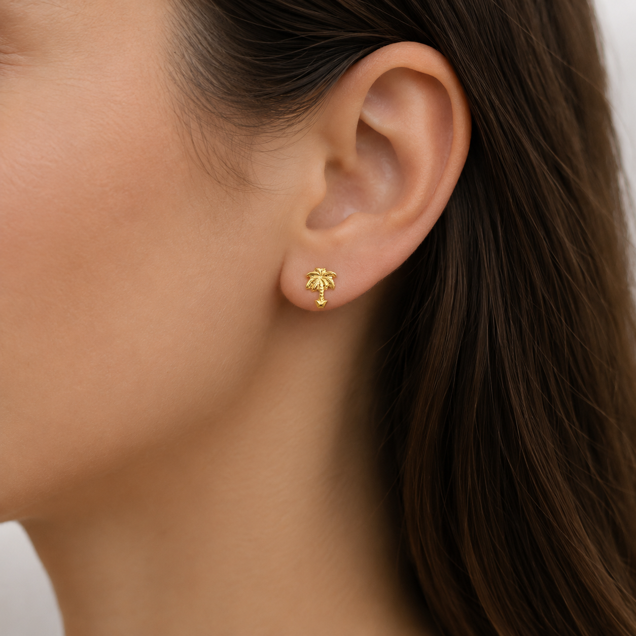 Boucles d'oreilles palmier en or jaune massif 18 carats 750/1000