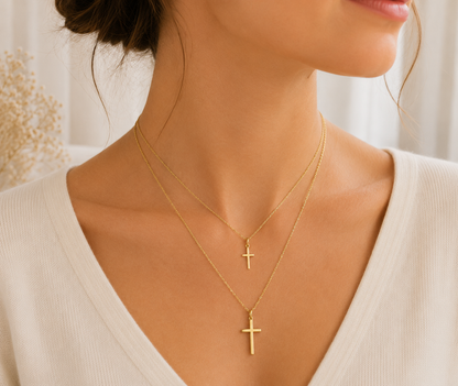 Pendentif Croix Chrétienne en Plaqué Or Européen – Croix Religieuse Classique