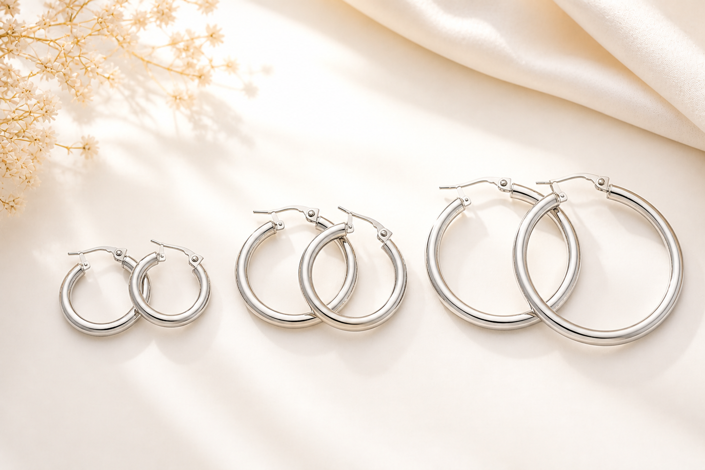 Créoles fil rond 4 mm en argent massif 925/1000 – Boucles d’oreilles créoles argent
