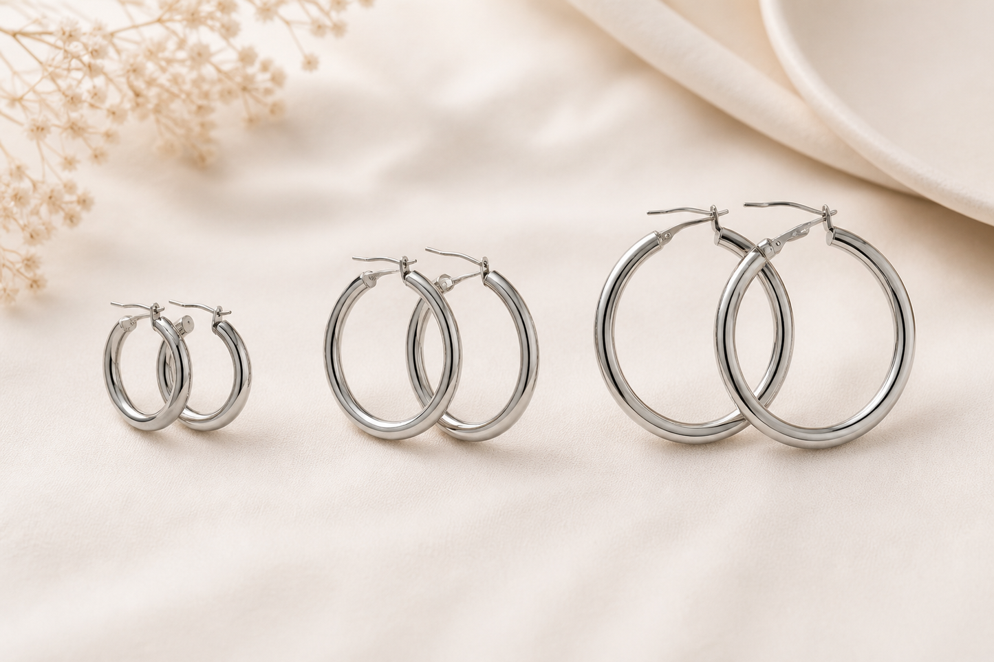 Créoles fil rond 4 mm en argent massif 925/1000 – Boucles d’oreilles créoles argent