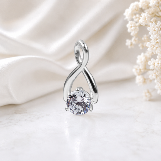 Pendentif Pierre Zirconium Blanche en Argent Massif 925/1000 – Style Solitaire Élégant