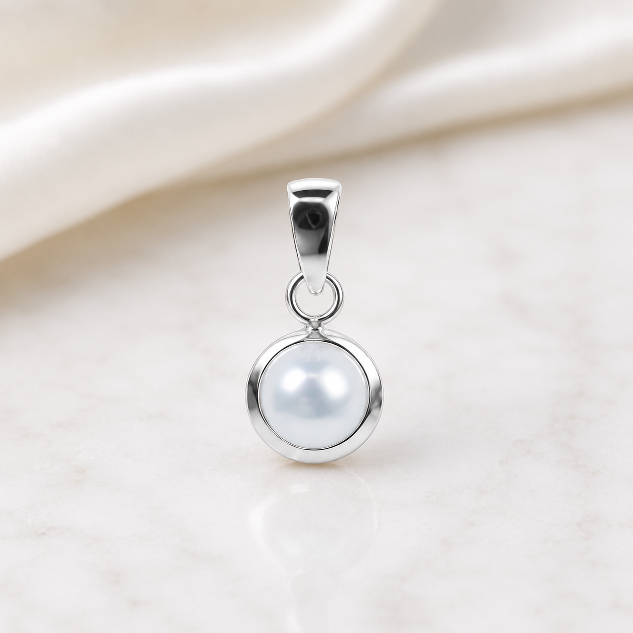 Pendentif Perle de Culture Blanche en Argent Massif 925/1000 – Perle d'Eau Douce