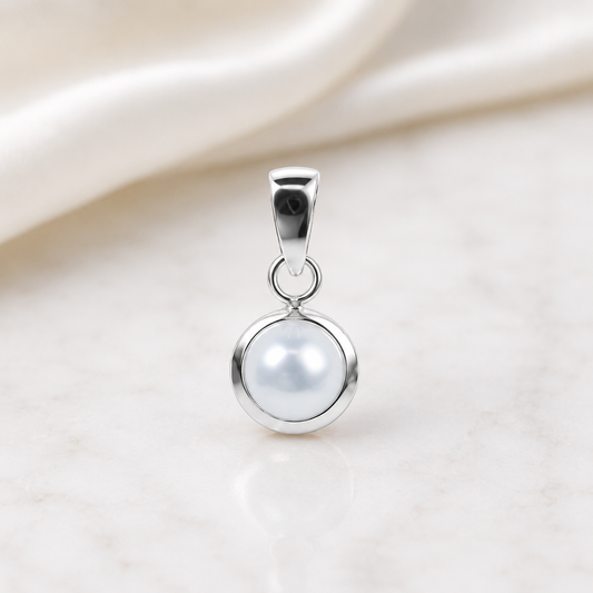 Pendentif Perle de Culture Blanche en Argent Massif 925/1000 – Perle d'Eau Douce